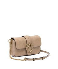 PINKO LOVE ONE MINI Mini sac bandoulière en cuir beige-gris fumé-or antique - Sacs pour Femme - 3