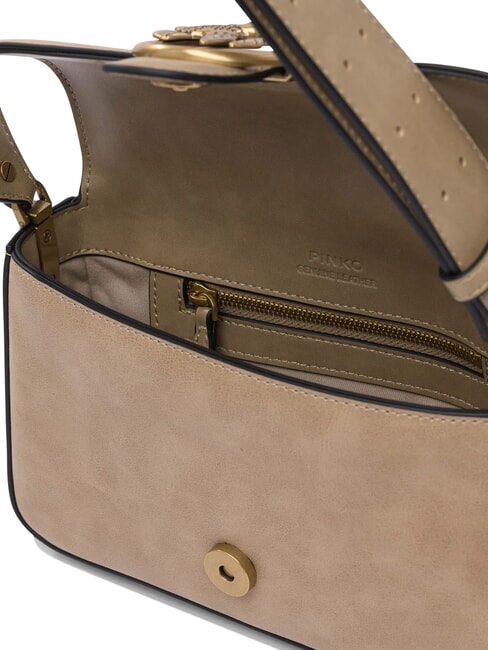 LOVE ONE MINI Mini sac bandoulière en cuir beige-gris fumé-or antique - Sacs pour Femme