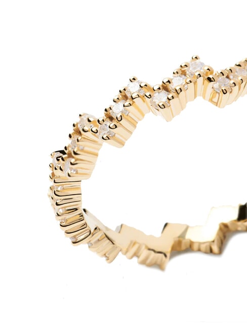 THE NEW ESSENTIALS THE ZIPPER Bague plaquée or avec zircone or - Bagues