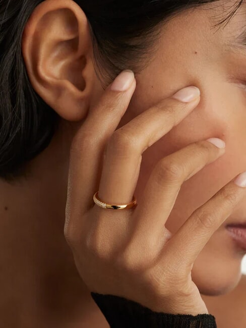 THE NEW ESSENTIALS TIARA Bague en zircone plaquée or or - Bagues