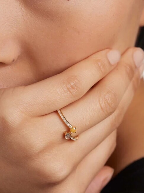 JUNO Bague en pierre plaquée or or - Bagues