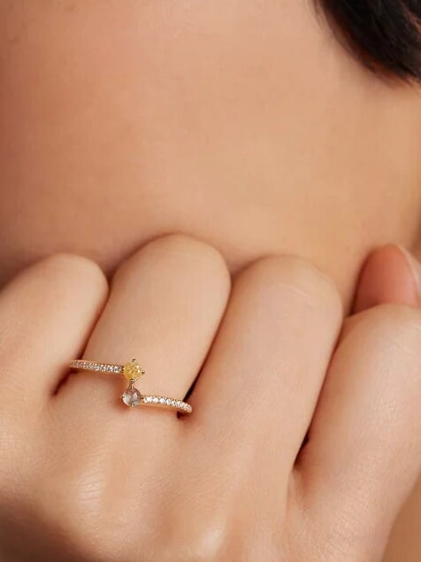 JUNO Bague en pierre plaquée or or - Bagues