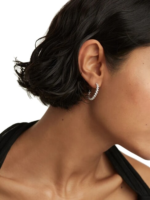 THE NEW ESSENTIALS CROWN Boucles d'oreilles en argent avec zircone argent - Boucles d'oreilles