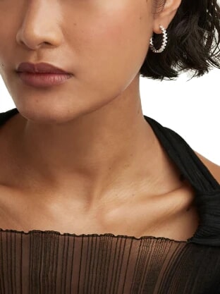 THE NEW ESSENTIALS CROWN Boucles d'oreilles en argent avec zircone argent - Boucles d'oreilles