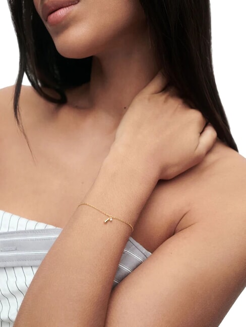 THE NEW ESSENTIALS KIRA Bracelet chaîne avec zircone ronde et pendentif goutte or - Bracelets