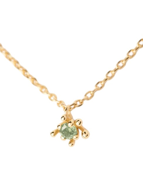 COLOR GREEN FLEUR Collier pendentif avec zircone et griffes or - Colliers