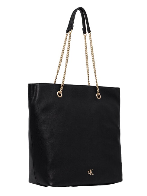 CKJ MINIMAL MONOGRAM Sac de courses avec poignée en chaîne sur noir - Sacs pour Femme