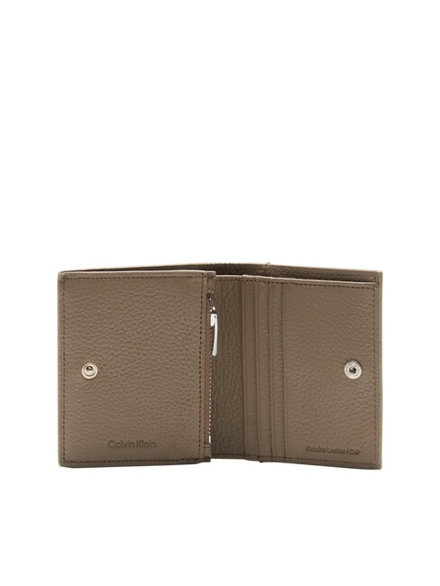 CK LEATHER Portefeuille vertical en cuir taupe - Portefeuilles Homme