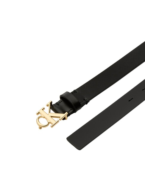 MONOGRAM BUCKLE Ceinture en cuir avec logo en métal sur noir - Ceintures