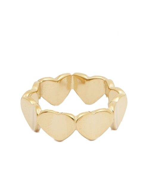 LOVELY Bague avec coeurs émaillés et zircons or jaune/turquoise - Bagues