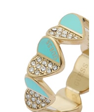 GUESS LOVELY Bague avec coeurs émaillés et zircons or jaune/turquoise - Bagues - 4
