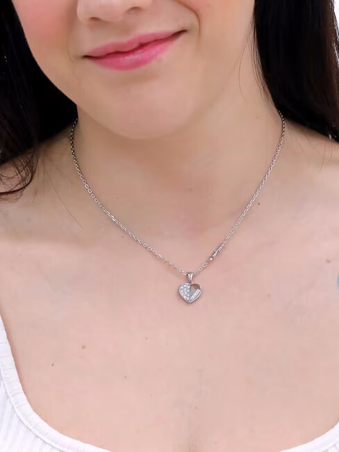 LOVELY Collier avec breloque coeur et zircone ARGENT - Colliers