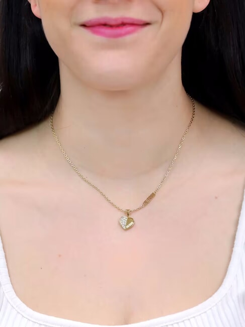 LOVELY Collier avec breloque coeur et zircone or jaune - Colliers