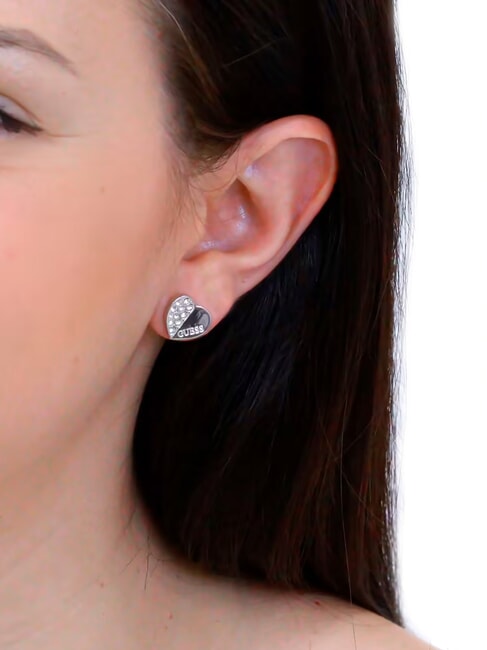 LOVELY Boucles d'oreilles &agrave; tige en forme de c&oelig;ur avec zircone ARGENT - Boucles d'oreilles