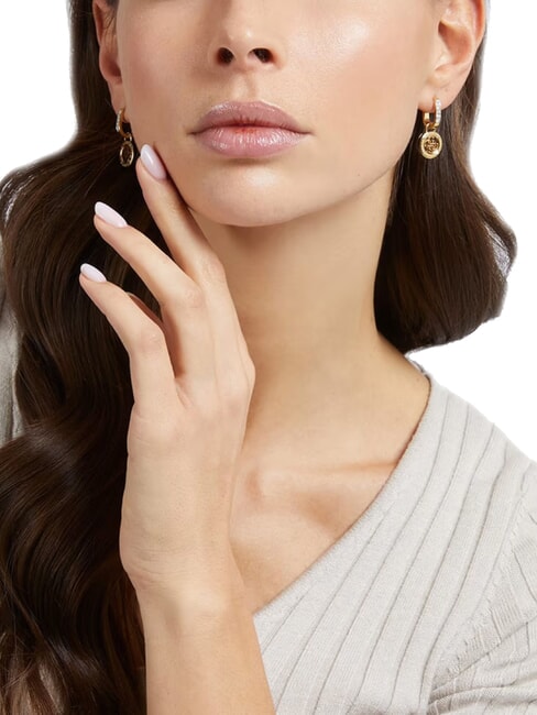 4G LOOP Boucles d'oreilles &agrave; breloques avec logo 4G or jaune/noir - Boucles d'oreilles