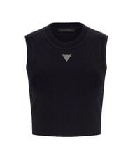 GUESS ALEXIA Souris courte en tricot avec logo en strass jetbla - T-shirt - 4