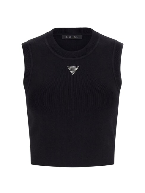 ALEXIA Souris courte en tricot avec logo en strass jetbla - T-shirt