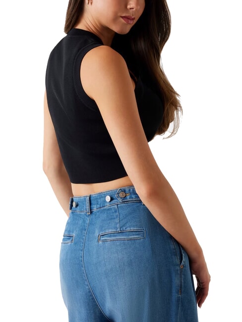 ALEXIA Souris courte en tricot avec logo en strass jetbla - T-shirt