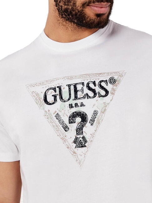 TRIANGLE T-shirt en coton avec imprim&eacute; blanc pur - T-shirt