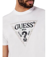 GUESS TRIANGLE T-shirt en coton avec imprimé blanc pur - T-shirt - 3