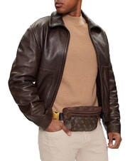 GUESS MILANO Sac ceinture à logo imprimé marron/ocre - Sacs banane - 4