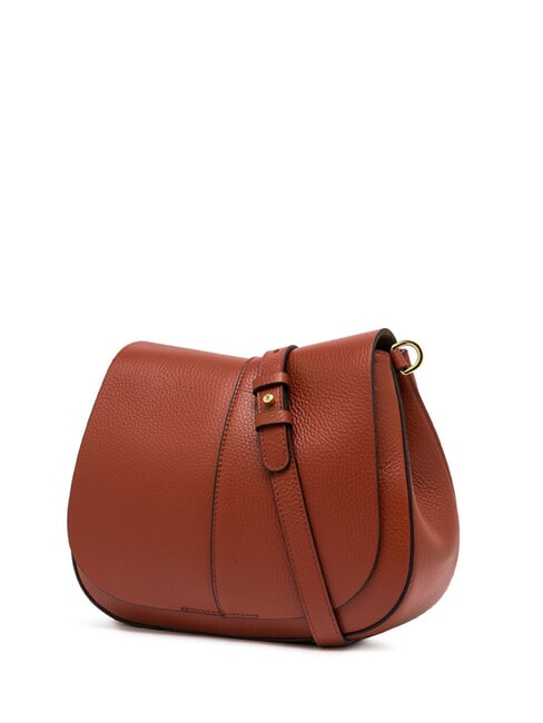 HELENA ROUND Sac en cuir avec double bandouli&egrave;re rouge brique - Sacs pour Femme