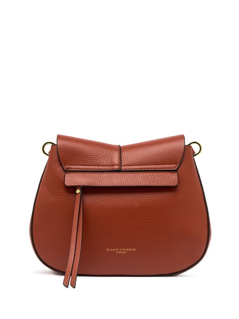 HELENA ROUND Sac en cuir avec double bandouli&egrave;re rouge brique - Sacs pour Femme