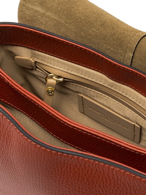HELENA ROUND Sac en cuir avec double bandouli&egrave;re rouge brique - Sacs pour Femme