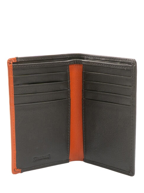 STRIPE  Portefeuille vertical en cuir marron/orange - Portefeuilles Homme