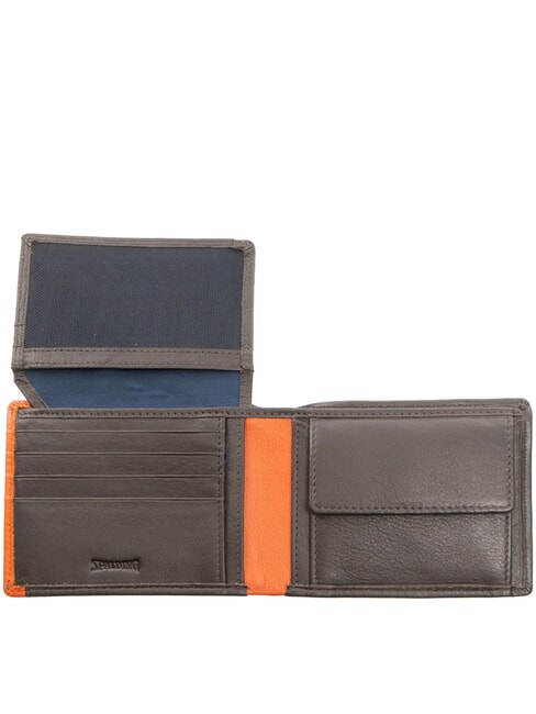 SNAP  Portefeuille en cuir pour homme, avec porte-monnaie marron/orange - Portefeuilles Homme