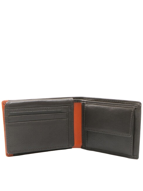 SNAP  Portefeuille en cuir pour homme, avec porte-monnaie marron/orange - Portefeuilles Homme