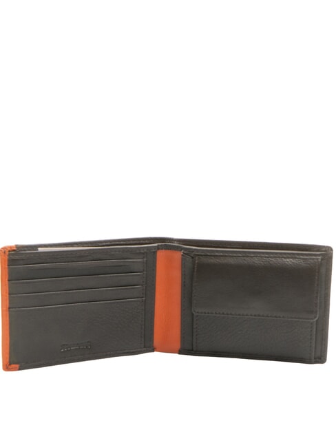STRIPE Portefeuille en cuir avec porte-monnaie marron/orange - Portefeuilles Homme