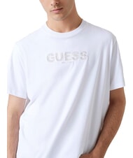 GUESS BSC EMBROIDERY LOGO T-shirt en coton avec logo brod&eacute; blanc pur - T-shirt - 3