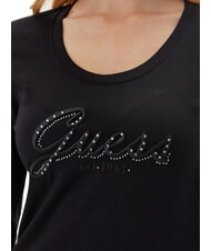 GUESS EMBRO SCRIPT LOGO T-shirt à manches longues avec logo et strass jetbla - T-shirt - 3