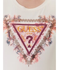 GUESS TRIANGLE FLOWERS T-shirt extensible avec imprim&eacute; fard &agrave; joues vanille - T-shirt - 3