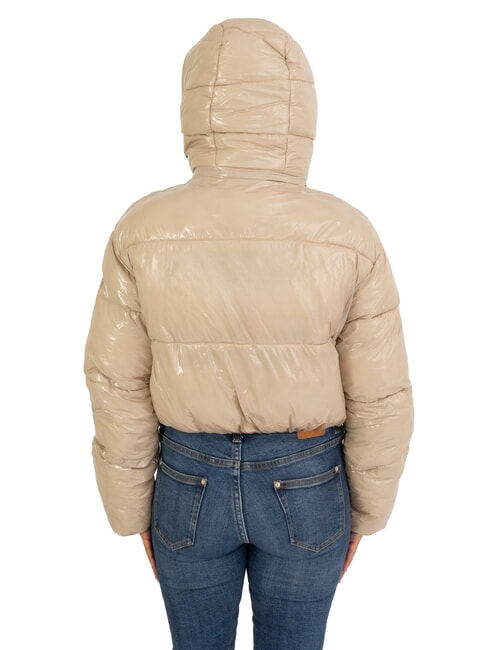 MINGAN Doudoune courte brillante &agrave; capuche ch&egrave;vre brillante recycl&eacute;e - Doudounes femme