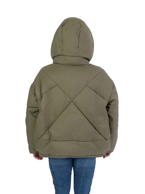 EUGENIE Doudoune courte en satin avec capuche nuit des olives - Doudounes femme