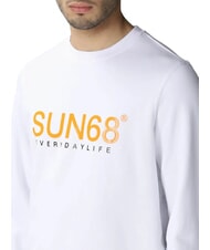 SUN68 ROUND FLUO Sweat-shirt à col rond avec logo imprimé blanc - Pulls molletonnés - 3