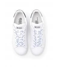 RALPH LAUREN HERITAGE COURT II NAPPA Baskets en cuir pour hommes blanc / marine newport pp - Chaussures Homme - 4