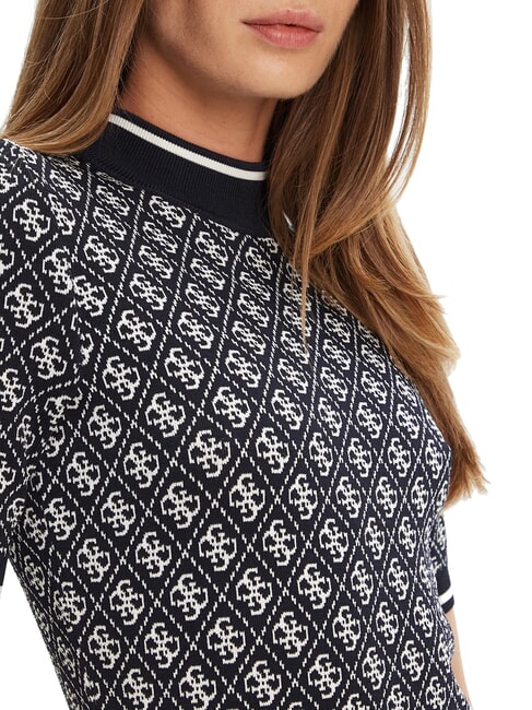 LISE Robe en maille extensible bleu intelligent et crème - Vêtements femme