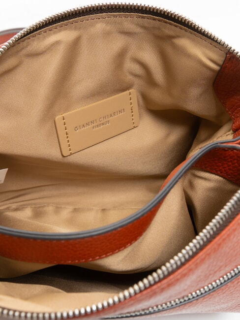 THREE Sac bandoulière, en cuir rouge brique - Sacs pour Femme