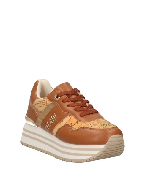 GEO JR Baskets &agrave; plateforme avec logo lat&eacute;ral Cuir / Beige G&eacute;o - Chaussures Femme