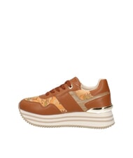 ALVIERO MARTINI PRIMA CLASSE GEO JR Baskets &agrave; plateforme avec logo lat&eacute;ral Cuir / Beige G&eacute;o - Chaussures Femme - 4
