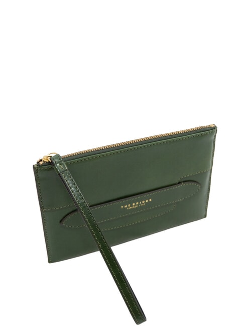 LUCREZIA Pochette avec manchette en cuir vert anglais abb. or - Sacs pour Femme