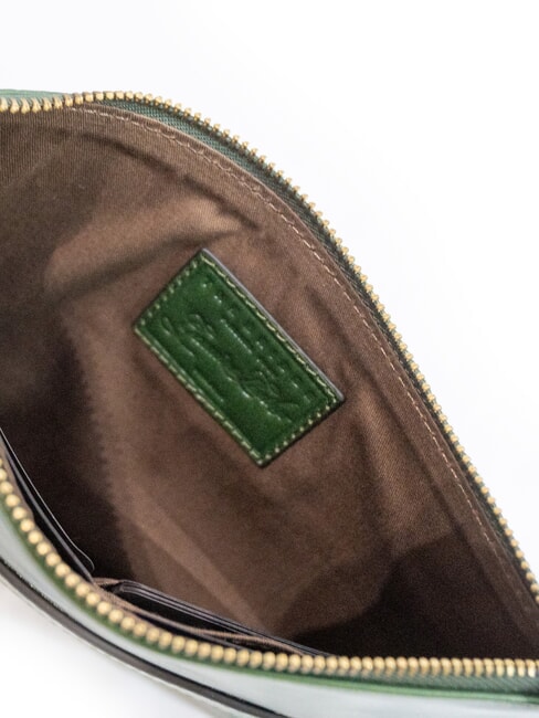 LUCREZIA Pochette avec manchette en cuir vert anglais abb. or - Sacs pour Femme