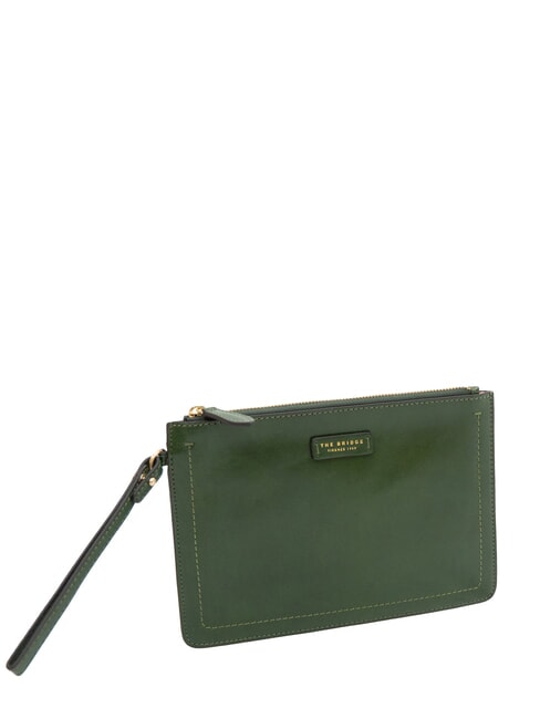 FIONA Pochette plate en cuir avec manchette vert anglais abb. or - Sacs pour Femme