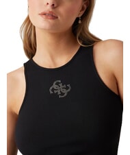 GUESS NEW SL ROUND GUENDALINA D&eacute;bardeur &agrave; logo strass&eacute; 4G jetbla - T-shirt - 3