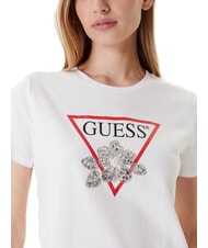 GUESS FLOWER BLING T-shirt avec imprim&eacute; et application blanc pur - T-shirt - 3