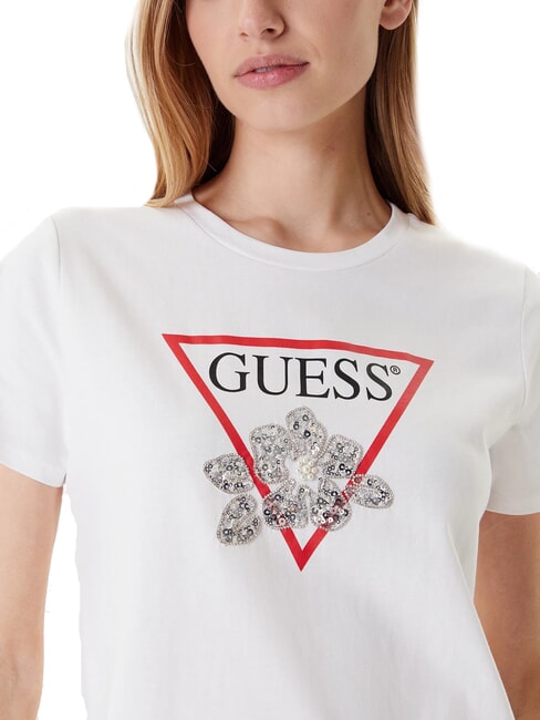 FLOWER BLING T-shirt avec imprimé et application blanc pur - T-shirt