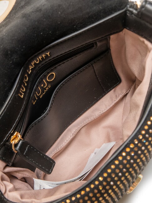 LAPUFFY Micro sac bandouli&egrave;re avec strass noir/laiton dor&eacute; - Sacs pour Femme